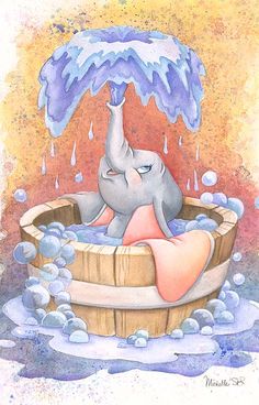 an elephant sitting in a bathtub with bubbles