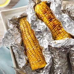 grilled corn on the cob in aluminum foil