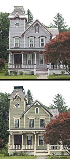 two pictures of the same house with different windows