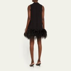 Rachel Gilbert "Linc" mini dress features a feather trim  High neckline Sleeveless Hem falls above the knee Concealed zip closure A-line silhouette  Polyester/elastane Lining: Polyester Dry clean Imported Sleeveless Feathered Mini Dress For Cocktail, Sleeveless Feathered Cocktail Mini Dress, Sleeveless Mini Dress With Feathers For Cocktail, Sleeveless Mini Dress With Feather Trim For Night Out, Feathered Sleeveless Mini Dress For Cocktail, Dress With Feather Trim, Rachel Gilbert, The Rachel, Feather Trim