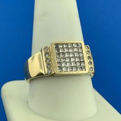 * 14k Yellow Gold Pave Princess Diamond Square Top Unisex Ring * Ring Size: 10.75 * Thirty-Six Princess Diamonds Measure Approximately 1.25 Mm Each * Ten Round Diamonds Measure Approximately 1.0 Mm Each * Ring Weight: 7.8 Tgw * Unmarked * Professionally Assayed * Condition: As Pictured. * G1228 Square Top, Unisex Ring, Princess Diamond, Ring Ring, Cocktail Ring, Womens Jewelry Rings, Cocktail Rings, Rings Statement, Round Diamonds