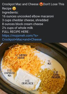 crockpot mac and cheese don't lose this ingredients are in the crock pot