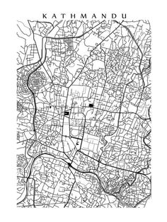 a black and white map of the city of kaftmandu, australia