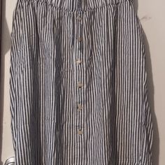 Brand New Skirt Striped With Buttons Down The Front Casual Striped Flowy Bottoms, Casual Striped Lined Skirt, Casual Striped Knee-length Skirt, Casual Striped Mini Skirt, Casual Striped Midi Skirt, Casual Striped Skirt For Day Out, Stripe Skirt, Liz Claiborne, Blue White