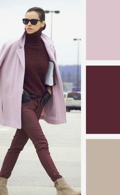 Color Matching Clothes, Dress Better, Colour Combinations Fashion, Color Combos Outfit, Color Combinations For Clothes, Pink Coat, Red Pants, Womens Fashion For Work, Colourful Outfits