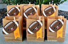 brown paper bags with footballs on them