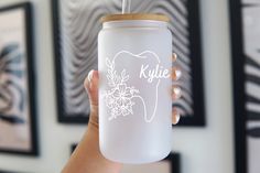 The perfect gift for anybody in the dental field! Gift this to a dentist, dental hygienist, dental assistant, dental graduate and more! - High quality printed decal, not made of vinyl-Comes with lid, straw, and straw cleaner-Bamboo lid with silicone to prevent spilling-16oz thick glass-Fits in cup holders This item ships in 3 business days. *We do not accept returns or exchanges on personalized items but if you have any order issues please reach out, we guarantee to address any and all concerns. Dental Cricut Projects, Dental Gifts, Straw Cleaner, Gifts For Dentist, Swag Bag, Dental Hygienist, Print Decals, Dental Assistant, Cup Holders