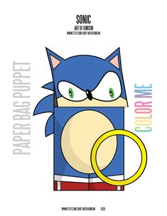 sonic the hedgehog paper toy with a ring