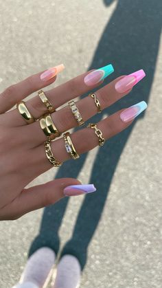 Nails And Rings, Wow Nails, Summer Nail Art, Acrylic Nails Coffin Short, Summer Acrylic Nails, Nail Art Summer, Pretty Acrylic Nails, Short Acrylic Nails