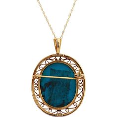 18K Yellow Gold Turquoise Cameo Necklace with 0.01 Carat Total Diamond Weight Diamond Birthstone, Luxury Necklace, Cameo Necklace, Yellow Gold Chain, Metal Necklaces, Estate Jewelry, Timeless Pieces, Timeless Beauty, Gold Chains