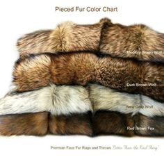 four different colored furs are stacked on top of each other