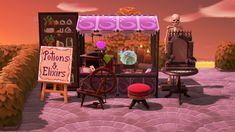 Acnh Fortune Teller Stall, Acnh Construction, Acnh Witchcore, Acnh Halloween, Halloween Rice Krispie Treats, Witches Cottage, Island Aesthetic, Sunday Market, Fantasy Shop