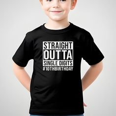 10th Birthday Themes Boys, Casual Text Print T-shirt For First Birthday, Casual T-shirt With Number Print For First Birthday, Casual Number Print T-shirt For Birthdays, Black Shirt With Funny Text For Birthday, Casual Birthday Shirt With Funny Text, 10th Birthday Boy, 10th Birthday Shirt, Tenth Birthday