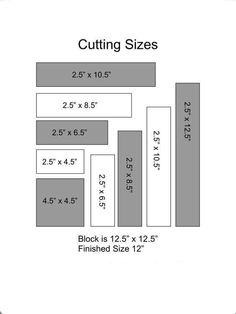 the floor plan for cutting sizes and widths is shown in black, white or gray