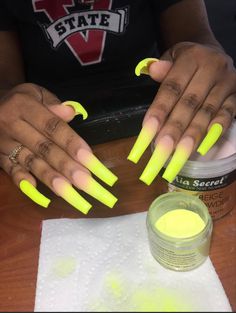 Curved Ombre Nails, Curved Nails, Ombre Acrylic Nails, Simple Acrylic Nails, Nails Only, Long Acrylic Nails Coffin, Exotic Nails, Yellow Nails