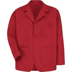 Present yourself as a conscientious professional in this pocketed counter coat. It has plenty of pocket space between a left chest pocket and two lower ones so you can keep your favorite tools handy. The mens three button front closure on this coat features non-yellowing buttons so your counter coat continues to look crisp and polished over time. Size: L.  Color: Red.  Gender: male.  Age Group: adult. Professional Long Sleeve Blazer With Pockets, Workwear Sport Coat With Multiple Pockets, Long Sleeve Sport Coat With Multiple Pockets For Work, Button-up Sport Coat With Pockets For Workwear, Professional Long Sleeve Outerwear With Welt Pockets, Professional Business Outerwear With Pockets, Utility Sport Coat With Lapel Collar And Pockets, Utility Sport Coat With Lapel Collar, Solid Sport Coat With Lapel Collar And Pockets