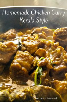 homemade chicken curry kerala style in a pan