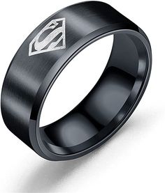 PRICES MAY VARY. Title: Men's Super Man SuperHero Titanium Ring Size 6-13 Unisex 5 Colors Comics Band Steel. Product Type: Departments > Men > Jewelry > Rings Thick Wedding Band, Superhero Rings, Thick Wedding Bands, Super Man, Titanium Ring, Steel Product, Halloween Monster, Men Jewelry, Titanium Rings