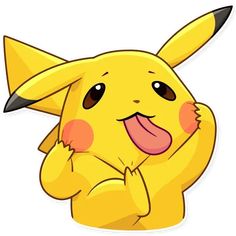 a cartoon pikachu with its tongue out