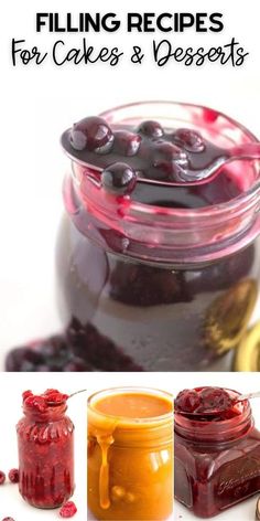 jars filled with blueberries and cranberry sauce