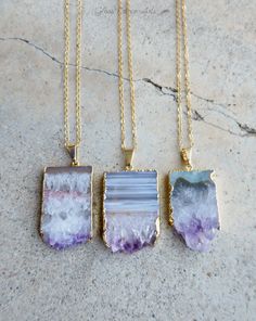 Genuine Amethyst Slice Druzy Geode Necklace With 14k Gold Fill Chain Glass Palace, Gemstone Lariat Necklace, Geode Necklace, Clean Gold Jewelry, Jewelry Organizer Box, Sterling Silver Chain Necklace, Rose Quartz Gemstone, Jewelry Images, Pink Gemstones