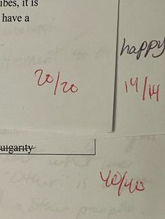 two pieces of white paper with red writing on them that say happy valentine's day