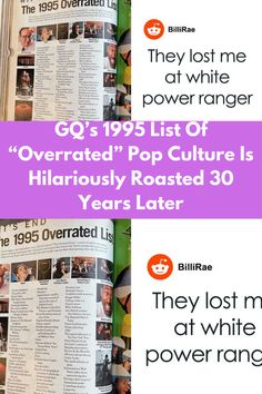 an open magazine with the title'q's 955 list of overrated pop culture is hilariously roasted 30 years later