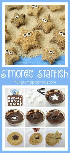 the process for making an adorable starfish made out of chocolate and marshmallows