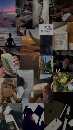 a collage of photos with various items in them