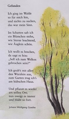 the poem is written in german and has two trees on each side with leaves growing from them