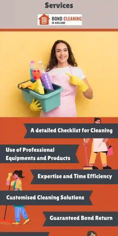 a woman holding a bucket full of cleaning supplies and wearing gloves with the words service on it