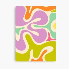 an abstract pattern with different colors and shapes on a white background canvas wall art print