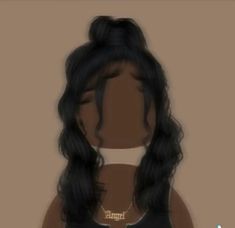 an animated image of a woman's head with long black hair, wearing a bra