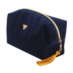 This elegant zippered bag is ideal for storing toiletries and features a gold tone bee accent and matching tassel. The stylish bag is ideal for the home bathroom and perfect for travel. Bee Makeup, Velvet Makeup, Zippered Bag, Gold Bee, Dog Cards, Home Bathroom, Make Up Bag, Girly Jewelry, Stylish Bag