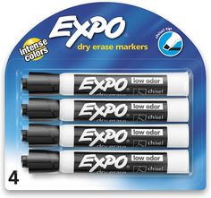 four exo dry erase markers are in the package