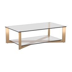 Xavier Coffee Table - Rectangular-Sunpan-SUNPAN-109186-Coffee TablesAntique Brass-6-France and Son Coffee Table Base, Tempered Glass Table Top, Contemporary Coffee Table, Coffee Tables For Sale, Glass Top Coffee Table, High Fashion Home, Rectangular Coffee Table, Glass Top Table, Decor Display