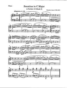 the score for sonatina in c major