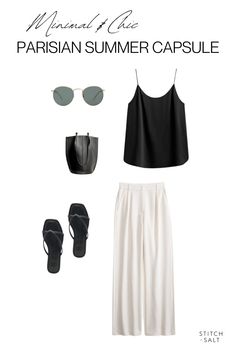 Parisian Summer Outfits, French Wardrobe, Simple Wardrobe, Summer Outfit Ideas