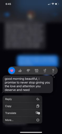 the text message is being displayed on an iphone's screenshote, and it appears to be reading good morning beautiful