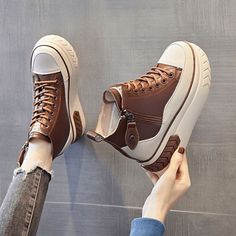 Plateau Sneaker, Top Women Shoes, Grunge Look, Genuine Leather Shoes, Leather Wedges, Winter Shoes