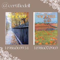 two covers of the new york times, with an image of a fence and pumpkins