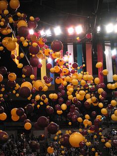 balloons are being released in the air at graduation from asu's main auditorium