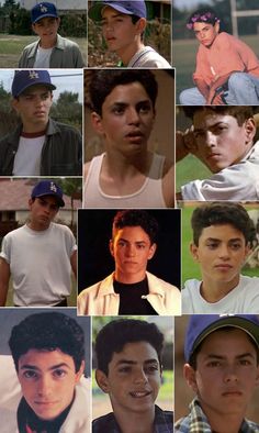 many different pictures of young men with baseball caps