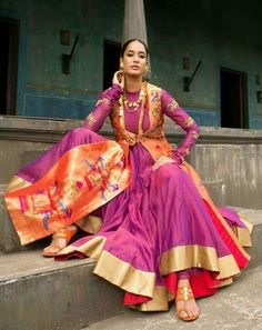 Anarkali With Jacket, Recycled Dress, Wedding Shopping, Sari Dress, Saree Gown, Long Dress Design, Dress Indian Style, Indian Designer Outfits