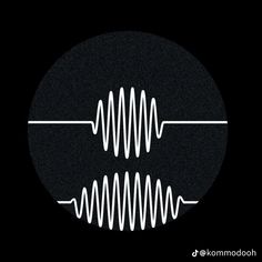 a black circle with white lines in the middle and an image of a sound wave on it