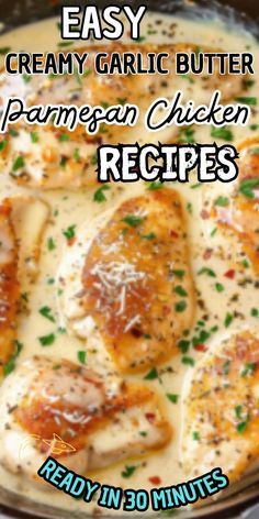 easy creamy garlic butter parmesan chicken recipe in 30 minutes