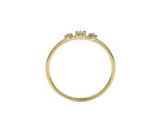 Combining sparkling diamonds and gold, Ila has created a stunning alternative to the predictable band. Three small prong set diamonds are centered on the 14K yellow gold band. Perfect added to a stack or worn solo!white diamonds : vary : 2mm to 3mm diameter : .10cttwrecycled 14K yellow gold band width : 1mmsize available : 7please contact us for sizing options Yellow Gold Moissanite Half Eternity Stackable Rings, Delicate Diamond Ring With Single Cut Diamonds, Moissanite Stackable Rings With Single Cut Diamonds, Stackable Rings With Diamond Accents, Dainty Round Band Diamond Ring With Single Cut Diamonds, Stackable Yellow Gold Moissanite Diamond Ring, Stackable Moissanite Diamond Ring In Yellow Gold, Dainty Diamond Cluster Ring Stackable, Dainty Diamond Stackable Cluster Ring