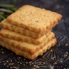 three crackers stacked on top of each other