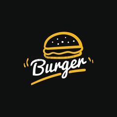 the burgerer logo on a black background with yellow and white lettering that reads,