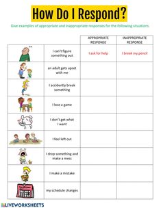 a worksheet with the words how do i respond? and pictures on it